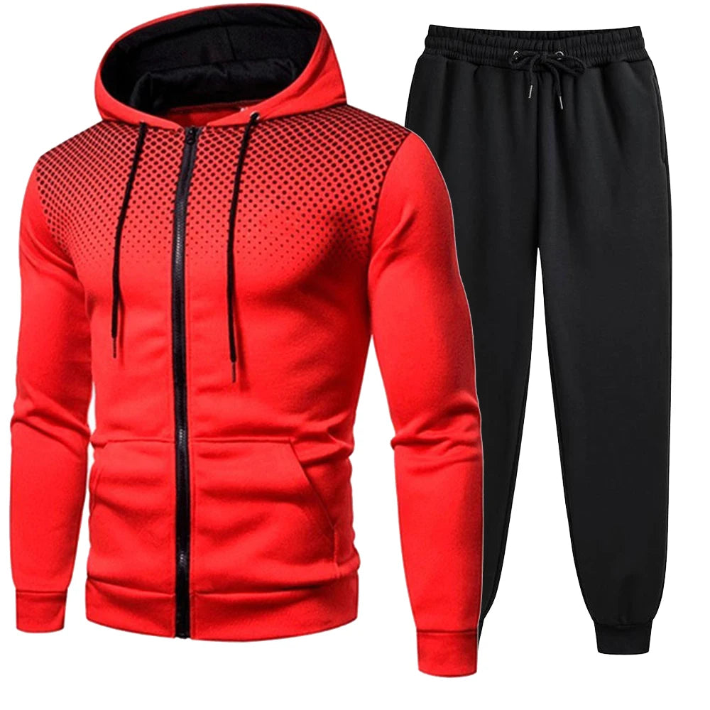 Tuta Da Uomo Set Abbigliamento Sportivo Con Cappuccio Cerniera Felpa Pantaloni Da Corsa Per Allenamento