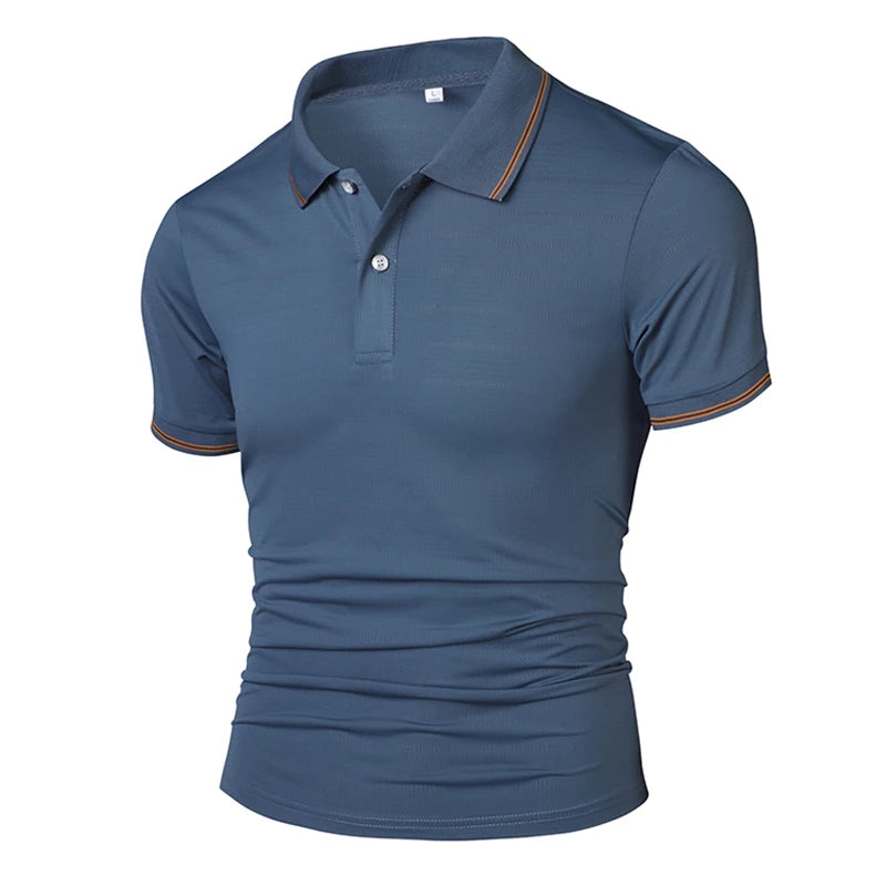 Maglietta Da Uomo Traspirante Estiva Con Risvolto Versatile Top Da Esterno Per Affari E Moda Polo Solido