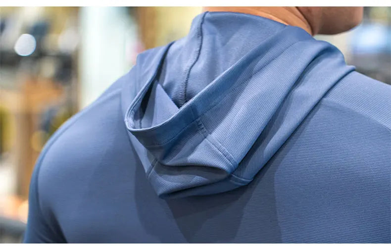 Giacca Sportiva da Uomo con Cappuccio Traspirante Manica Lunga Slim Fit Top da Corsa ad Asciugatura Rapida
