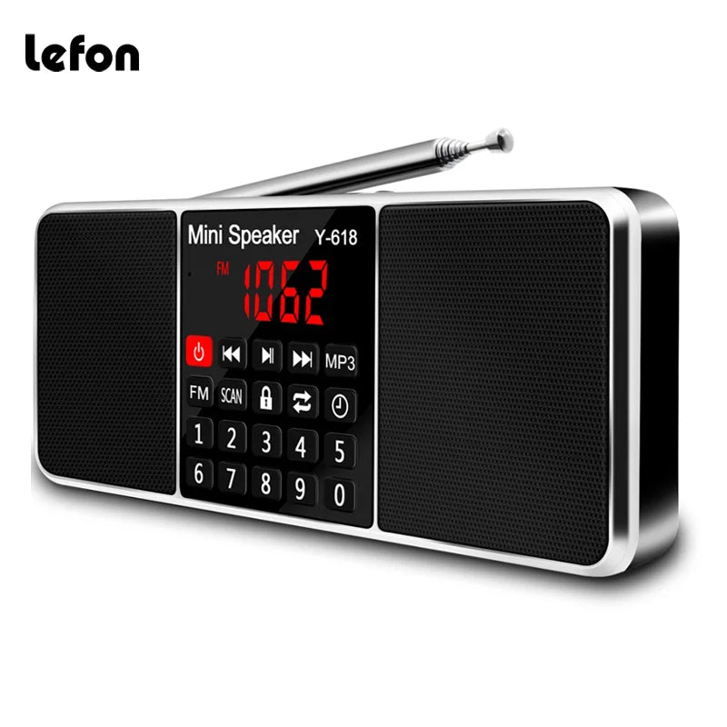 Lefon Ricevitore Radio FM Digitale Portatile Con Altoparlante Lettore MP3 USB Scheda TF Display LED Spegnimento Dell Ora