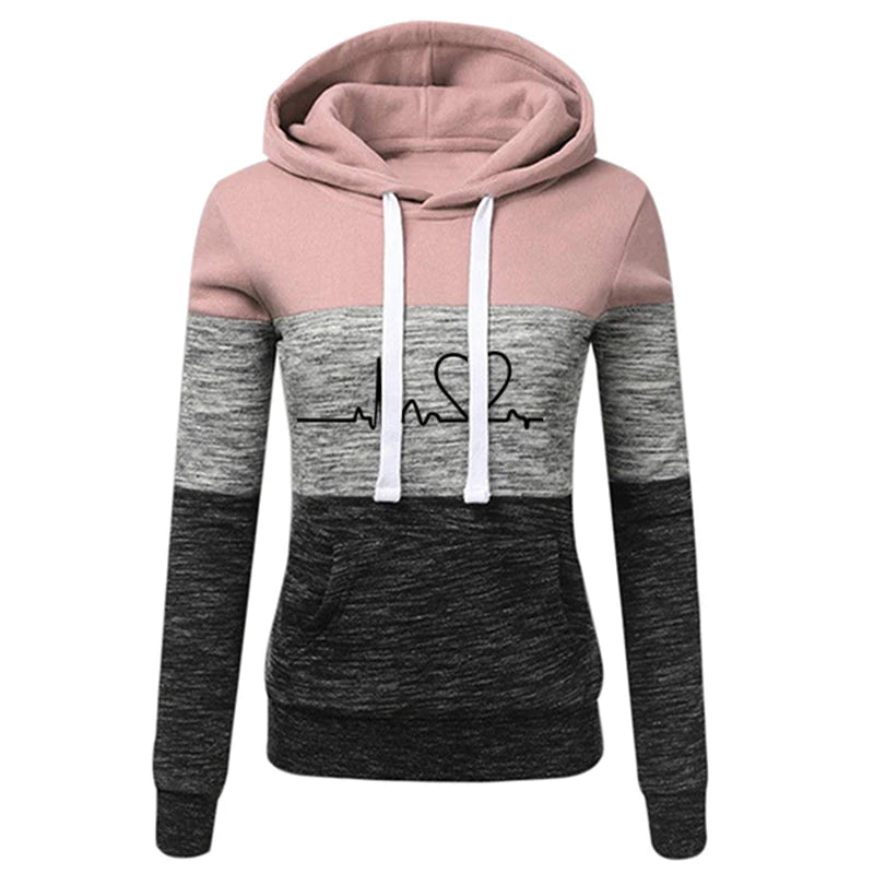 Tuta Da Donna Color Block Con Cappuccio Felpa Pantaloni Sportivi Versatili Casual Jogging Abiti Dalla Taglia S Fino A 3XL