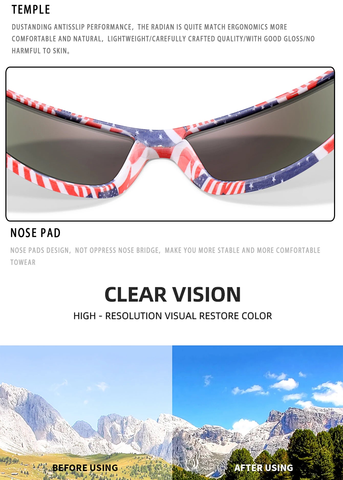 LOISRUBY Occhiali Da Sole Polarizzati Da Pesca Uomo Camouflage Guida Sport All Aperto Ciclismo E Corsa UV400 Attrezzatura