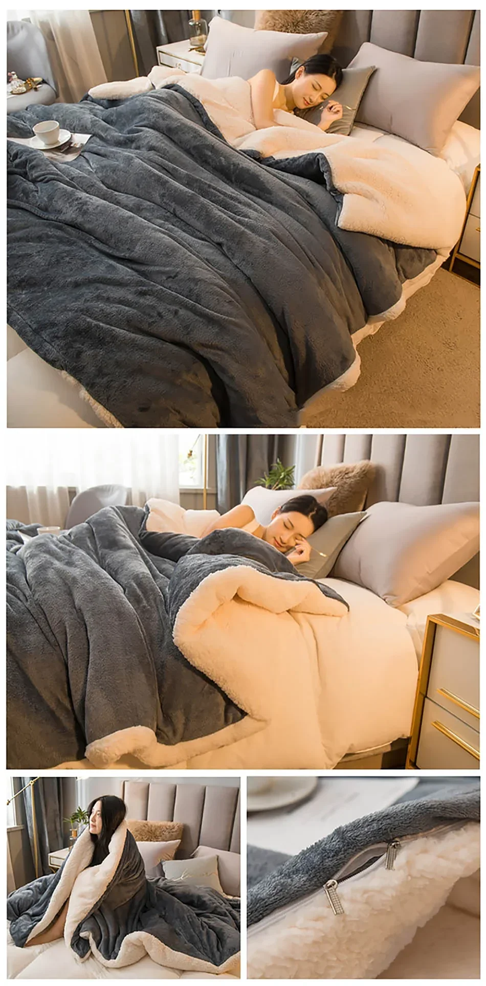 Coperta Riscaldata In Lana Portatile Doppia Faccia Antipilling Queen Letto Invernale Per Campeggio