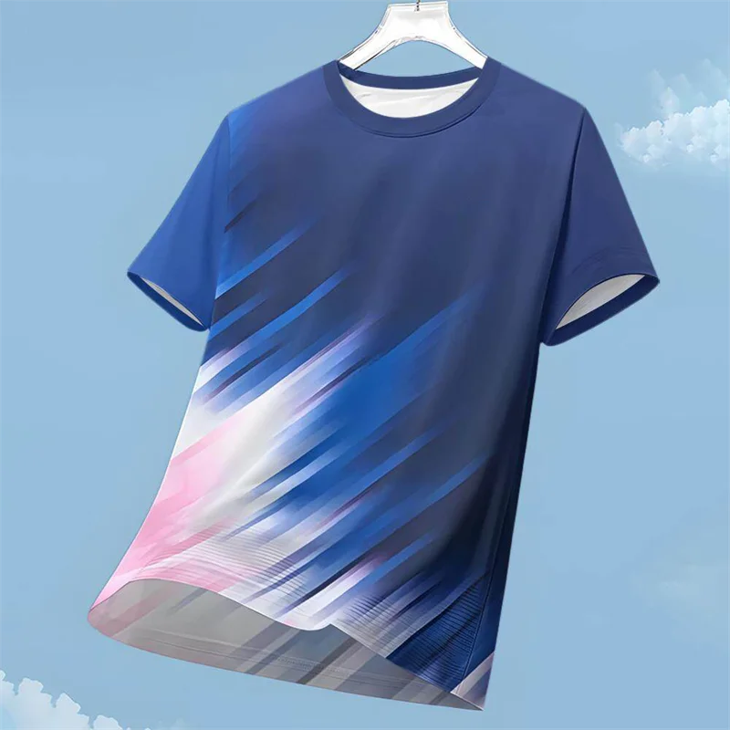 T-shirt da corsa da uomo T-shirt rinfrescante a maniche corte da esterno T-shirt da badminton traspirante ad asciugatura rapida Top fitness Abbigliamento da uomo