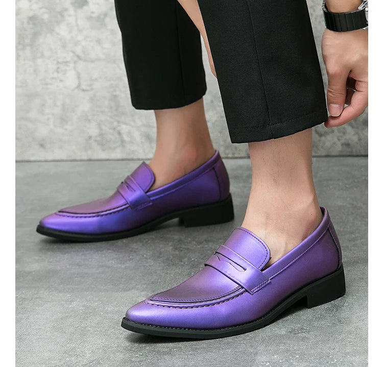 Scarpe Da Uomo In Pelle Oxford Verdi E Viola Scarpe Da Lavoro Classiche Mocassini Casual Eleganti