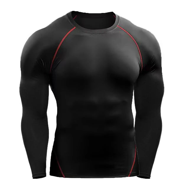 Maglietta Compressiva Uomo A Maniche Lunghe Per Allenamento Elasticizzata Palestra Fitness