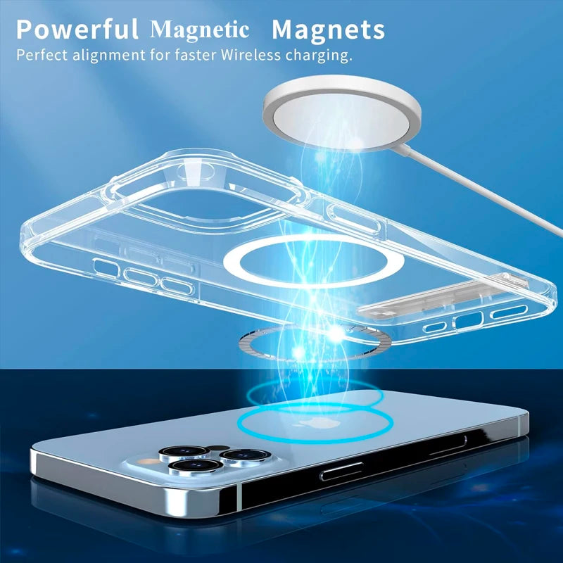 Custodia Magnetica Cristallina Con Cavalletto Per iPhone 12 Mini 13 Mini 15 Pro Max 16 17 Pro Max Con Supporto