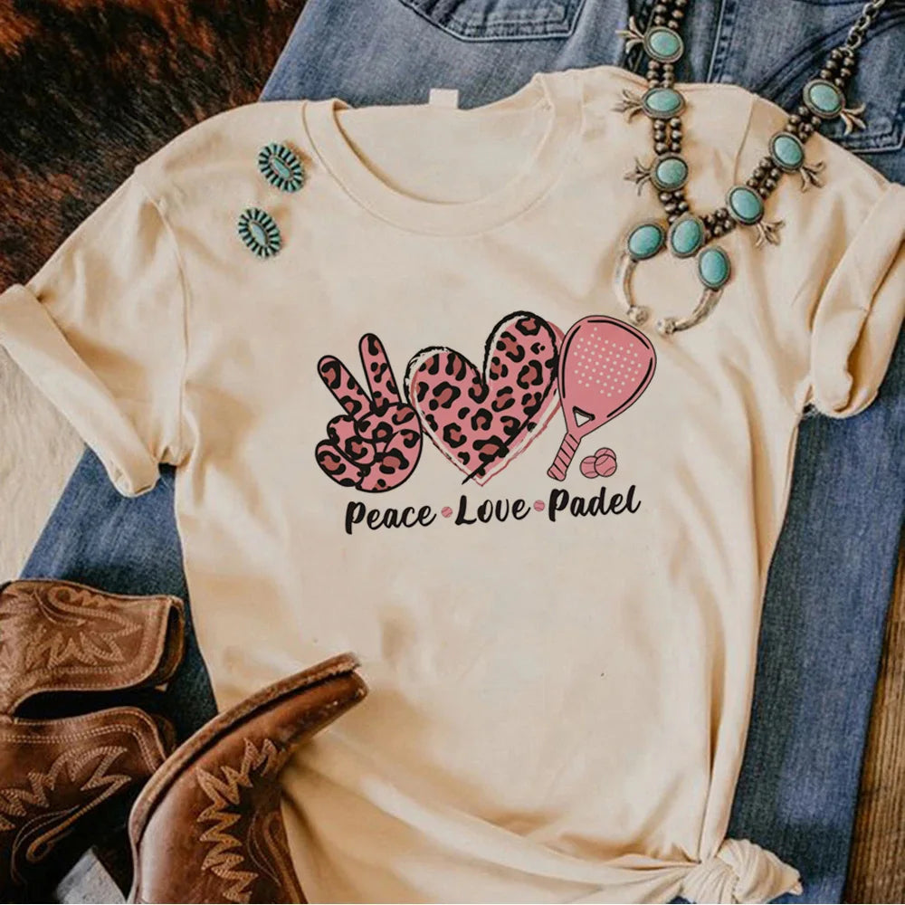 Padel T Shirt Donna Divertente Harajuku Vestiti Femminili Collo A O Poliestere Manica Corta