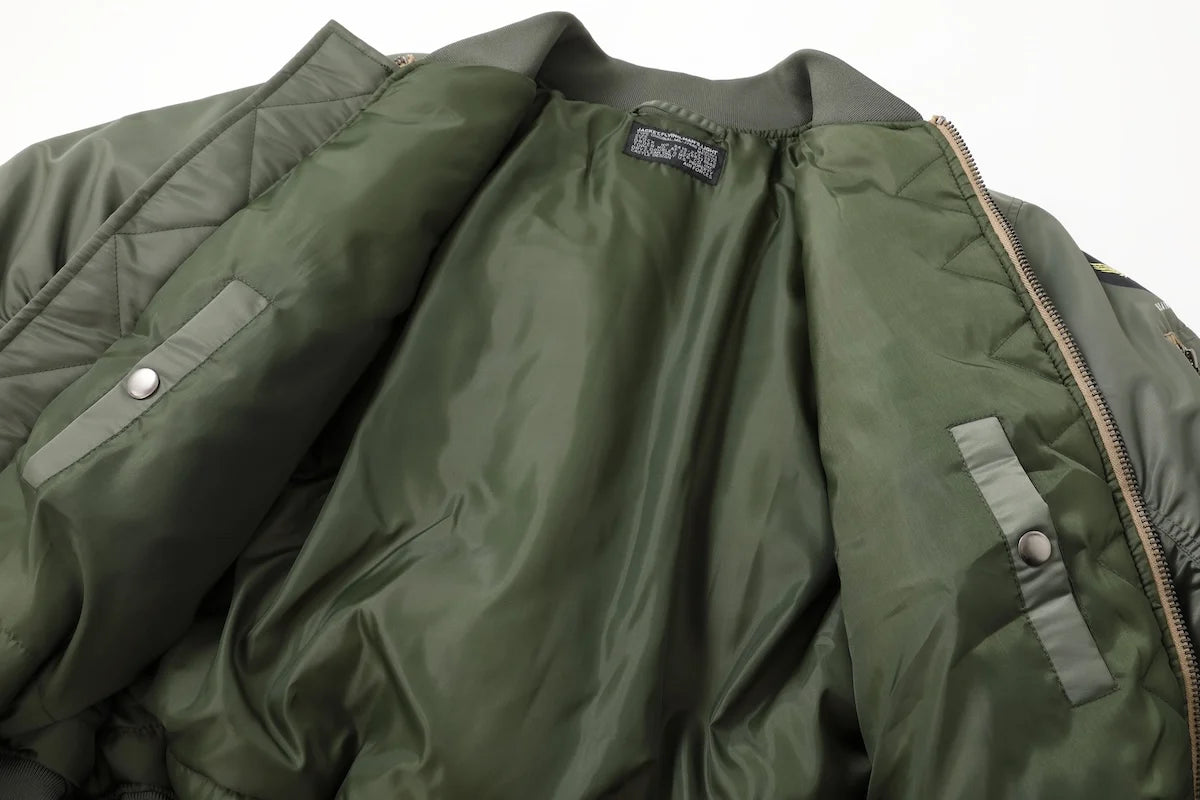 Cappotto Invernale MA1 Verde Salvia Pilota Nylon Imbottito Bomber Vintage Uomo Giacca Da Volo Giappone