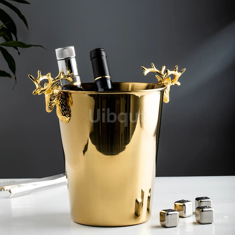 Secchiello Per Il Ghiaccio In Acciaio Inossidabile Dorato Con Motivo Martello Creativo Per Vino Rosso Champagne