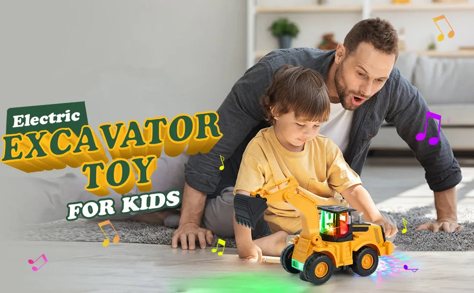 Giocattoli Escavatore Per Bambini 2 Anni, Camion Scavatore Con Ruote Elettriche E Luce, Veicolo Da Costruzione