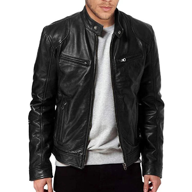 Giacche Da Moto 2024 Uomo Slim Fit In PU Pelle Sintetica Antivento Autunno Moda Casual Con Bavero