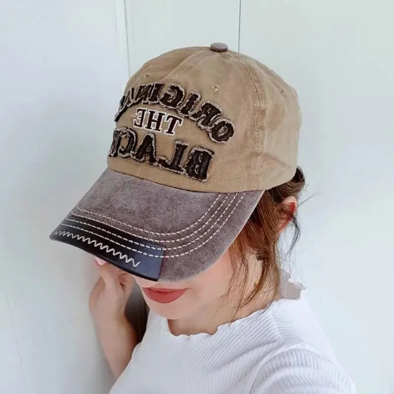 Berretto Da Baseball Vintage Unisex Cotone Lavato Ricamo Lettera Nera Berretto Casual Da Esterno