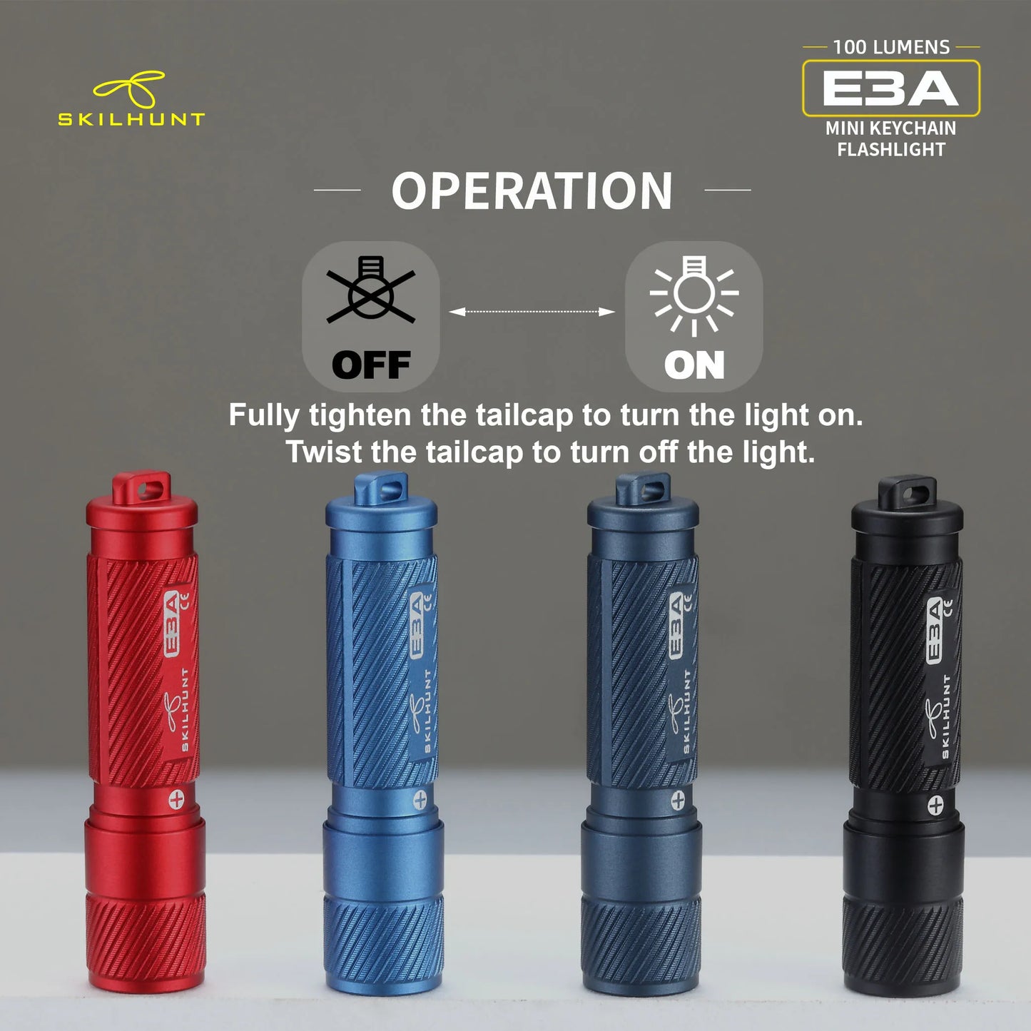 Skilhunt E3A Torcia LED Portachiavi EDC 100 Lumen AAA Mini Pocket Ricaricabile Compatibile