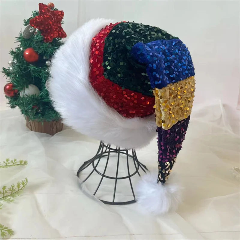Cappello Di Babbo Natale Lungo In Peluche Unisex Rosso Per Natale Capodanno Decorazioni Festeggiamenti Regali