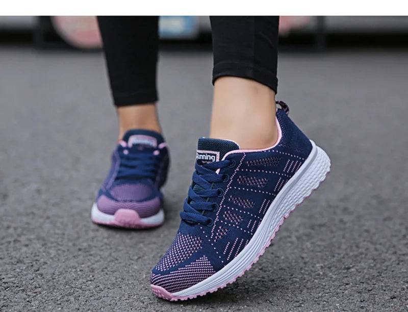 Scarpe Casual Traspiranti Da Donna Walking Mesh In Nylon Tessuto Calzature Femminili Leggere