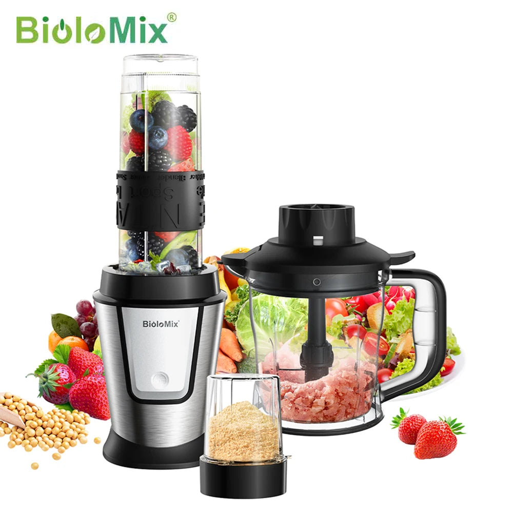Biolomix TB23M Robot da Cucina 3 in 1 700W Potente Multifunzione Frullatore Spremiagrumi e Tritatutto per Famiglie