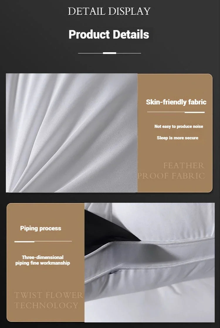 Cuscini comodi per dormire Cuscino per hotel a 5 stelle Cuscino tridimensionale morbido lavato bilaterale in tinta unita Cuscini per dormire