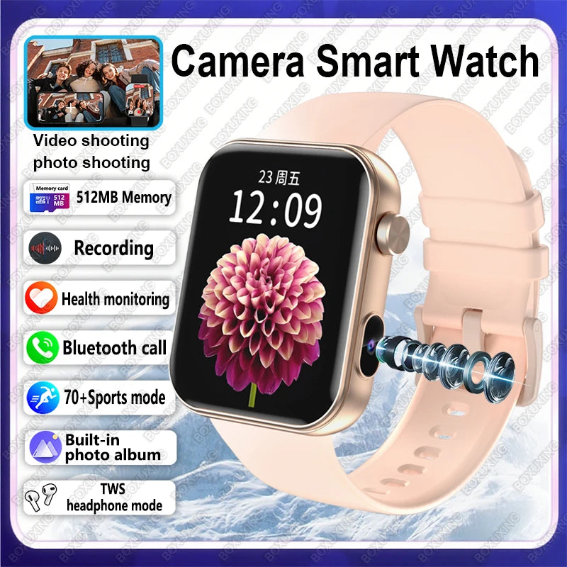 Nuovo Smartwatch Fotocamera per Uomo e Donna Registrazione Foto e Video Fitness Salute Impermeabile Chiamate Bluetooth