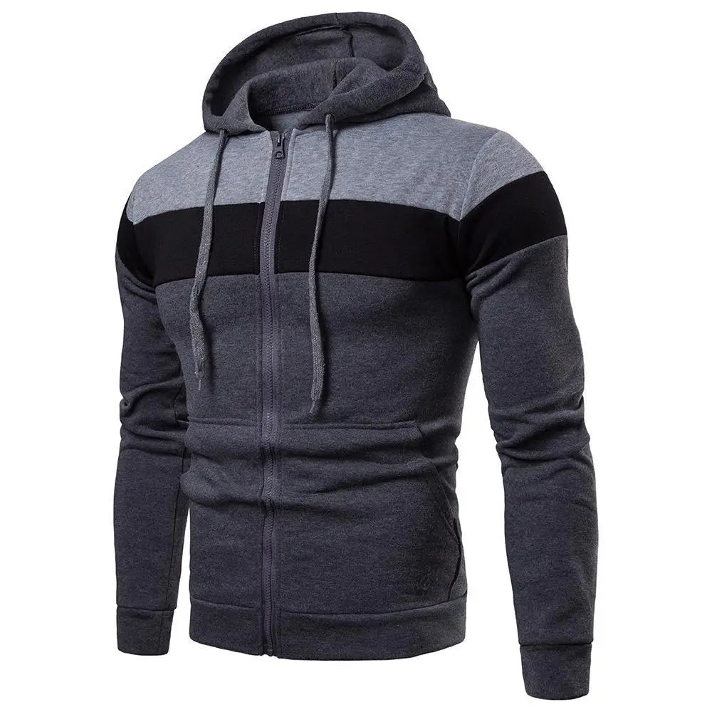 Felpa Con Cappuccio Color Block Zip Da Uomo Raglan Maniche Autunno Inverno Durevole Elegante Casual