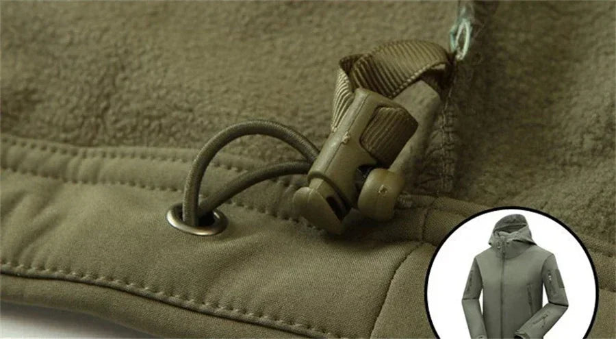 Completo Tattico Mimetico Uomo Giacca Impermeabile Con Cappuccio Zip Pantaloni Softshell Militari Tuta Invernale Pile