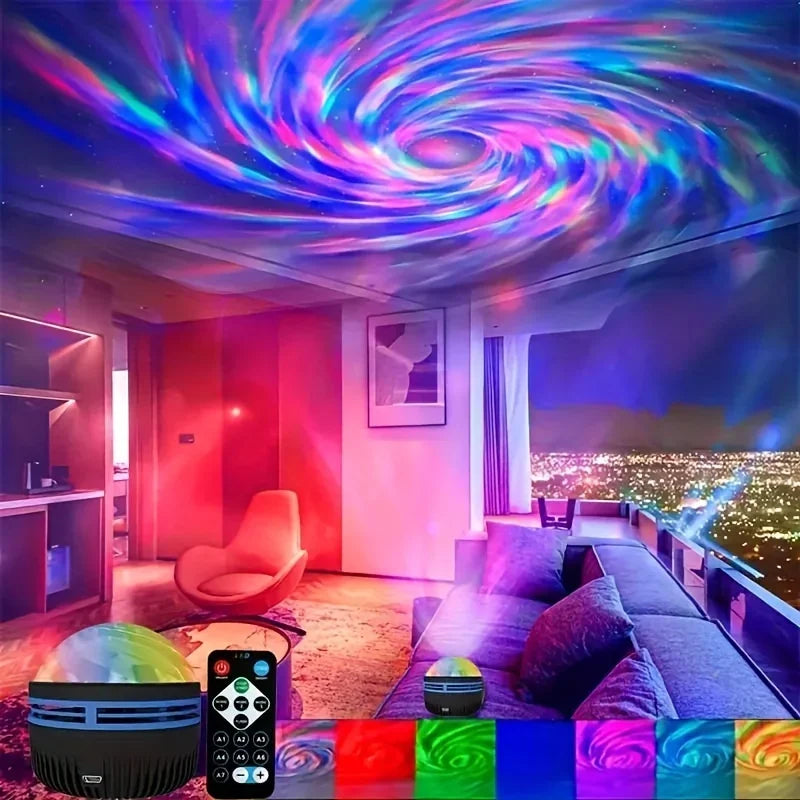 Proiettore di luce settentrionale a LED con cielo stellato Una varietà di stili Lampada da proiezione con rotazione automatica del telecomando per l'arredamento della festa in casa