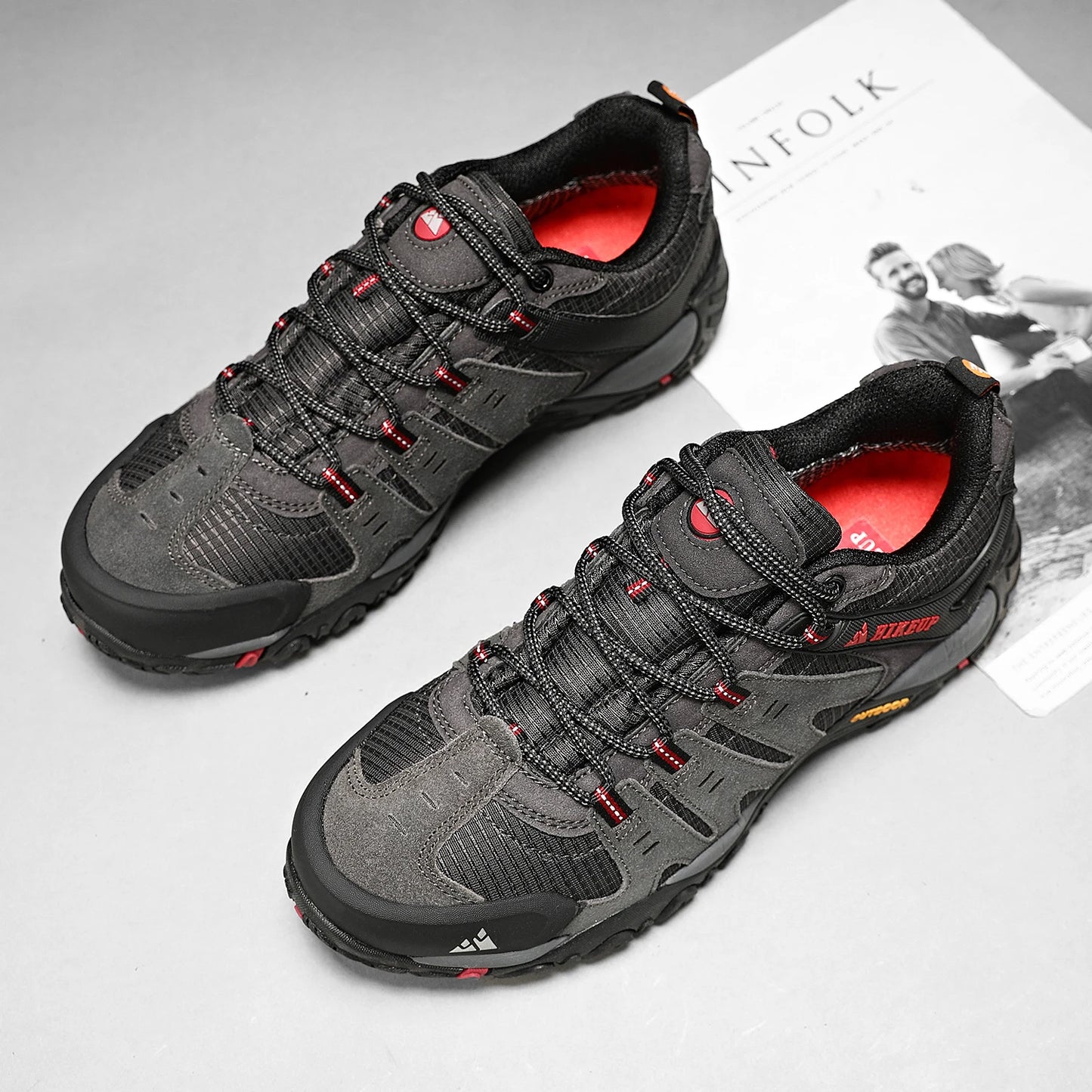 HIKEUP Scarpe Da Trekking Da Uomo In Pelle Scamosciata Impermeabili Traspiranti Esterno Resistente All Usura