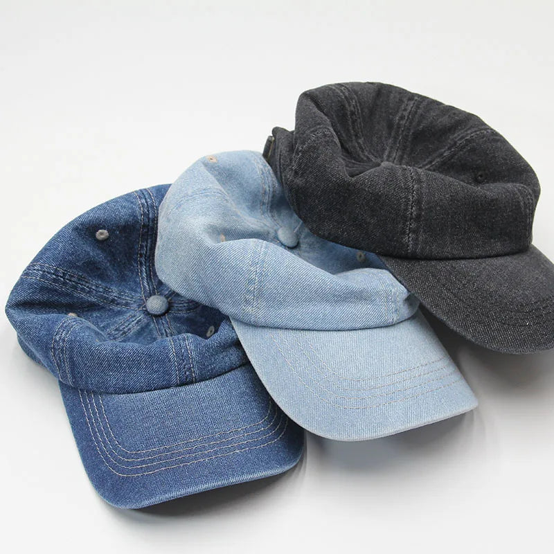 Berretto da Baseball in Cotone Denim 55-58 cm Unisex Regolabile Snapback Attività All Aperto Uomo Donna Cappello