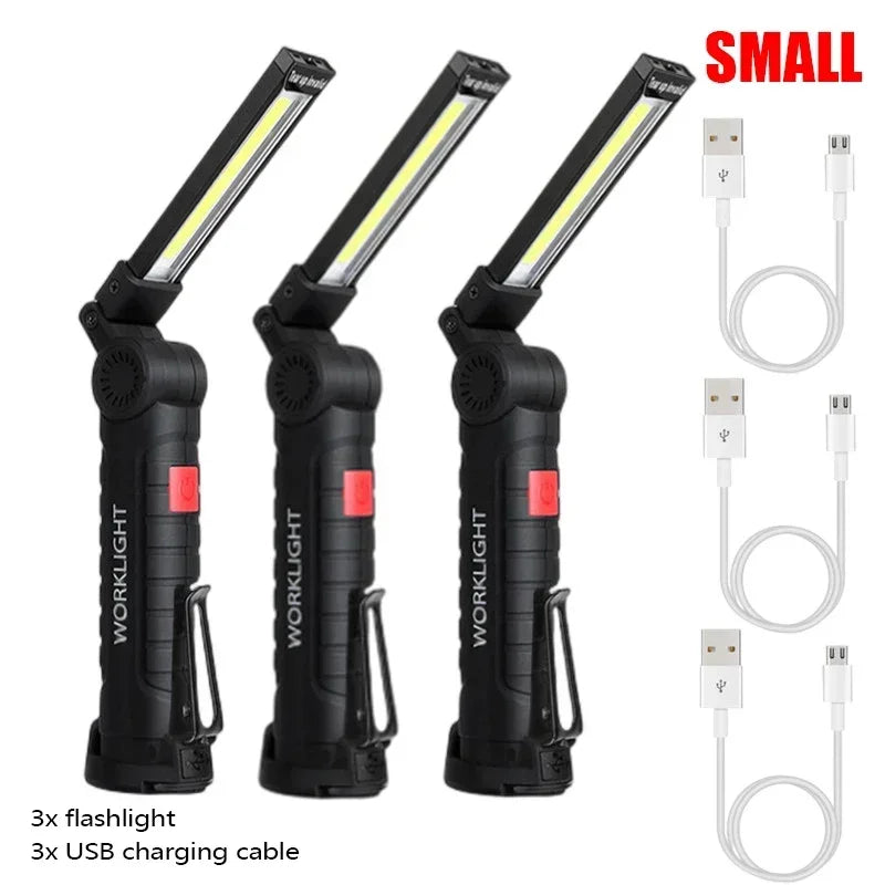 Torcia Portatile A LED COB Ricaricabile USB Lanterna Magnetica Con Batteria Incorporata Per Campeggio E Lavoro