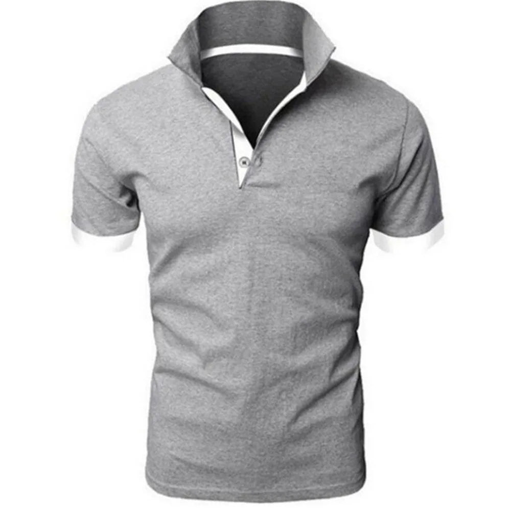 Polo Uomo A Maniche Corte Slim Fit Traspirante Antirughe Ad Asciugatura Rapida Camicia Casual
