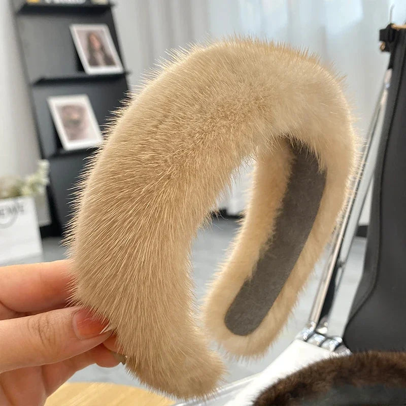 Fascia Per Capelli Inverno In Pelliccia Vera Di Visone Alta Qualità Per Donne Lusso Regalo Elegante