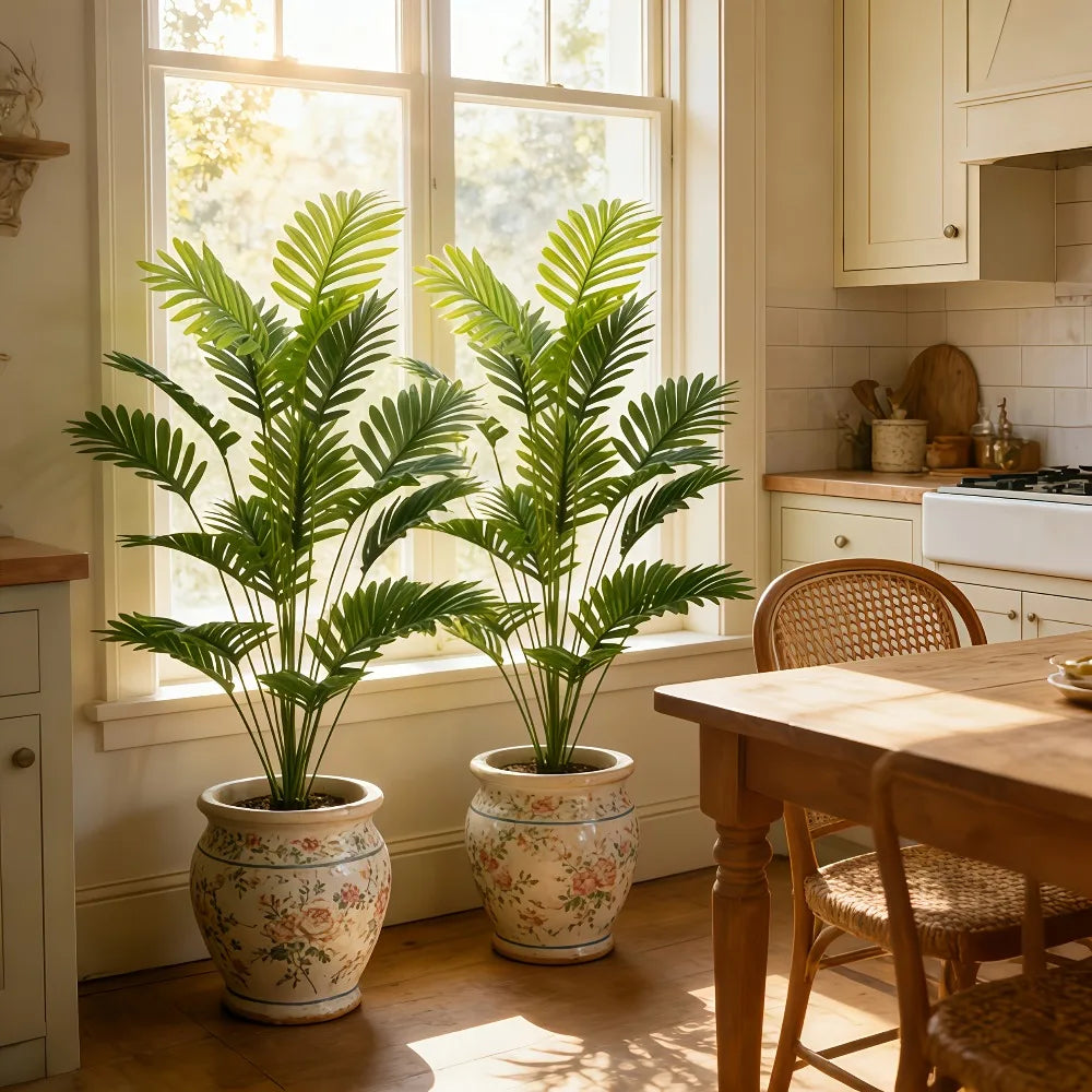 Palma Artificiale Grande 65-128 Cm Con Foglie Piante Finte In Plastica Ramo Monstera Decorazioni Domestiche