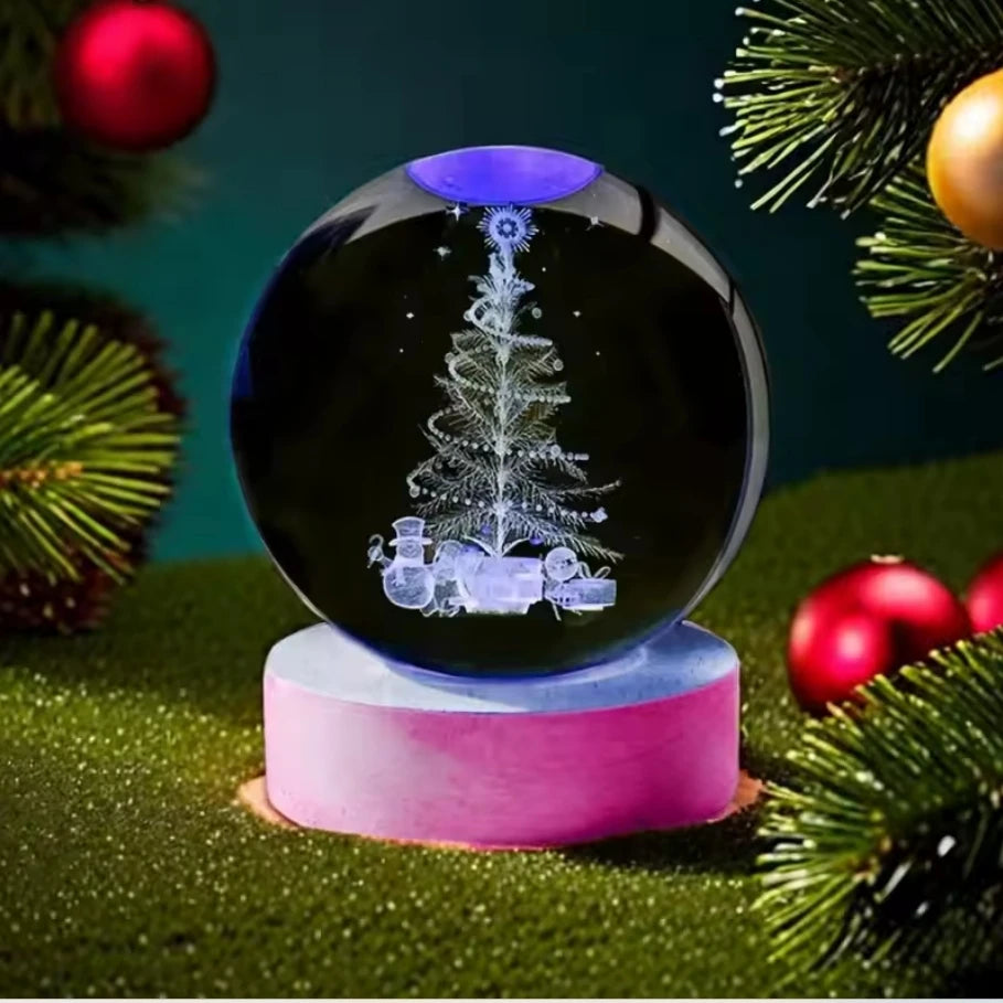 Decorazione Della Stanza Con Sfera Di Cristallo 3D E Base Led Per Luce Ambientale Nel Soggiorno