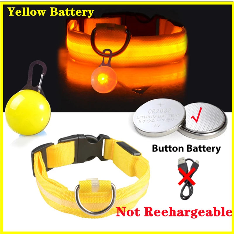 Collare Luminoso USB Ricaricabile Per Cani Di Piccola Taglia Pendente Staccabile Con Luce LED Notturna COOYOMOO