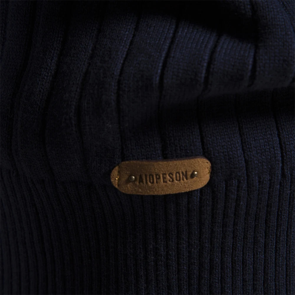 Maglione Uomo Cotone Con Cerniera Autunno Inverno Colletto Coreano Alta Qualità Caldo