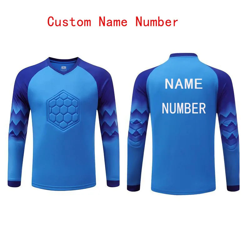 2023 uomo bambino portiere di calcio uniforme spugna protettiva manica lunga allenamento di calcio portiere top maglia da calcio pantaloni personalizzati