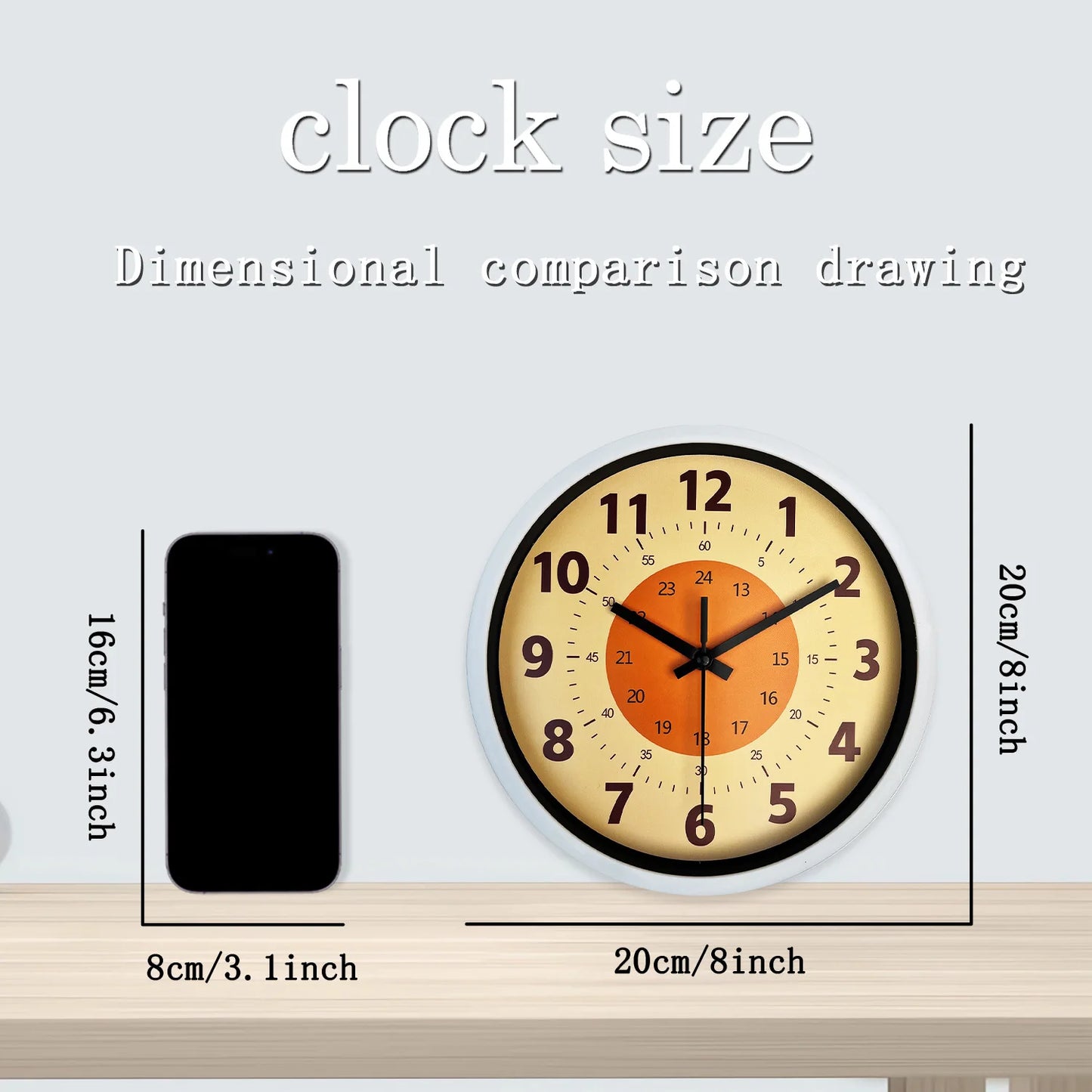 Orologio Da Parete 8 Pollici Motivo Moderno Silenzioso Quarzo Per Soggiorno Cucina Letto Regalo Senza Batteria