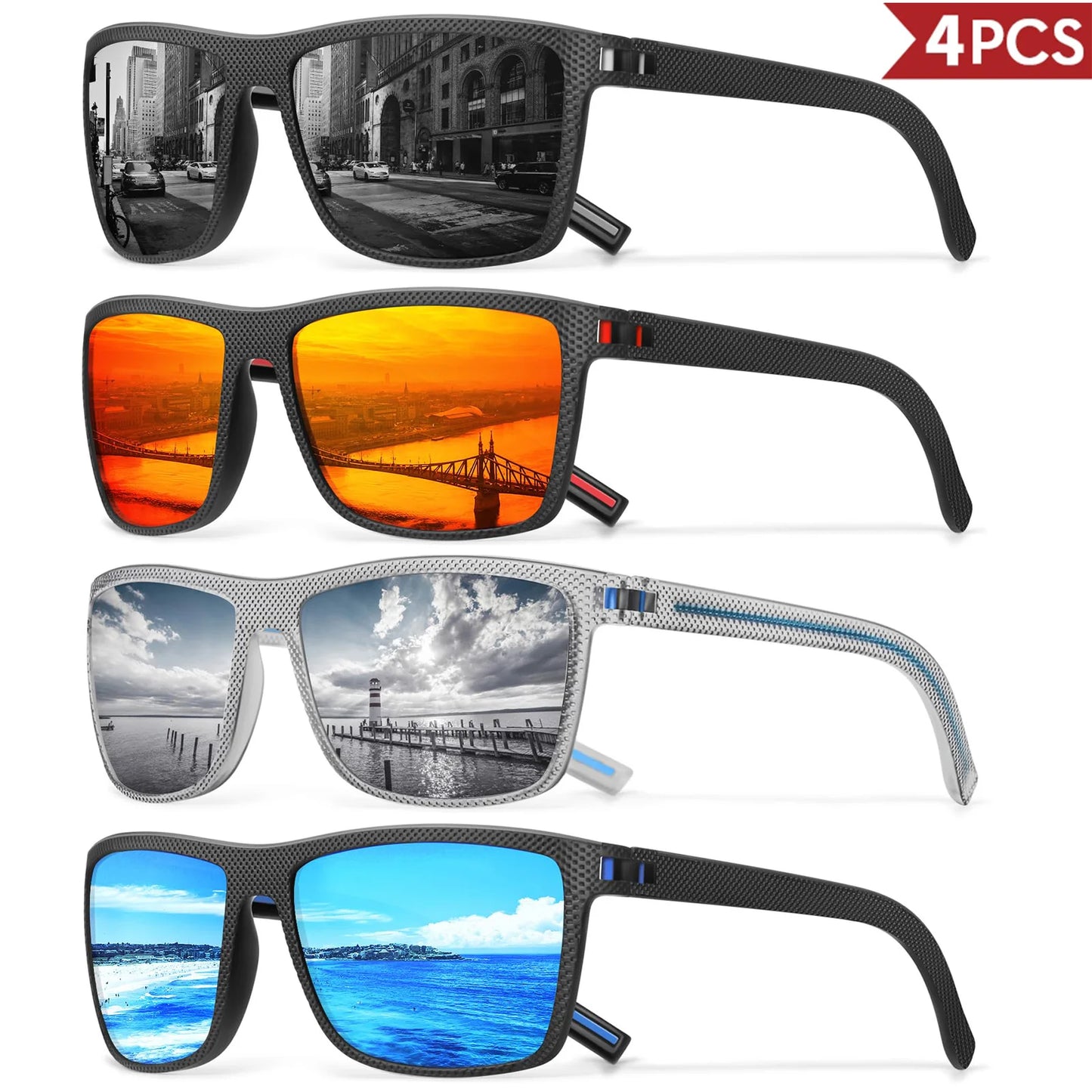 Confezione Occhiali Da Sole Polarizzati Colorati Unisex Con Scatola Di Design UV400 Per Guida Pesca E Sport All Aperto