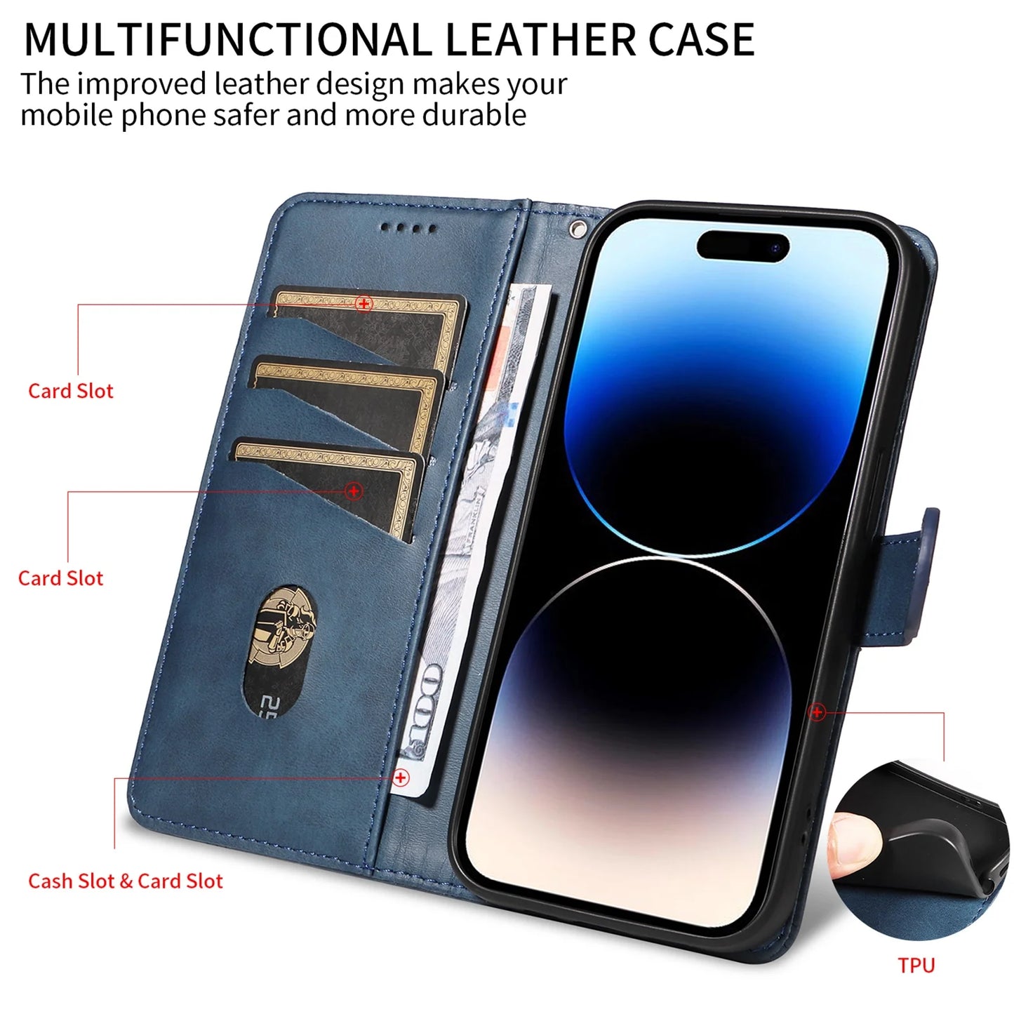 Custodia In Pelle Flip Portafoglio Per iPhone 11 12 13 14 15 16 17 Pro Max Mini Air Con Slot Per Schede E Supporto