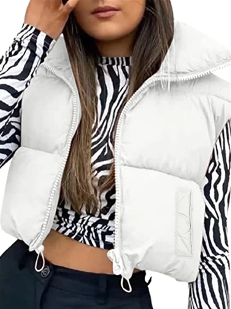 Gilet Da Donna Senza Maniche Autunno Inverno Cappotto Corto Caldo Con Colletto A V Giacca Capispalla Di Moda
