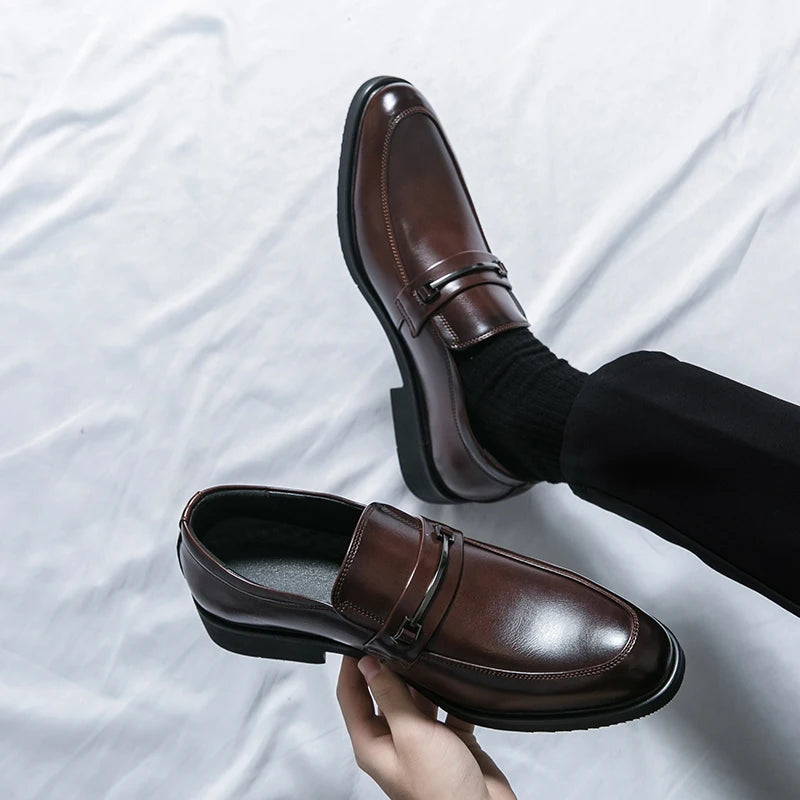 Scarpe Formali In Pelle Da Uomo Mocassini Slip On Classico Punta Tonda Traspirante Antiscivolo Per Ufficio Matrimonio