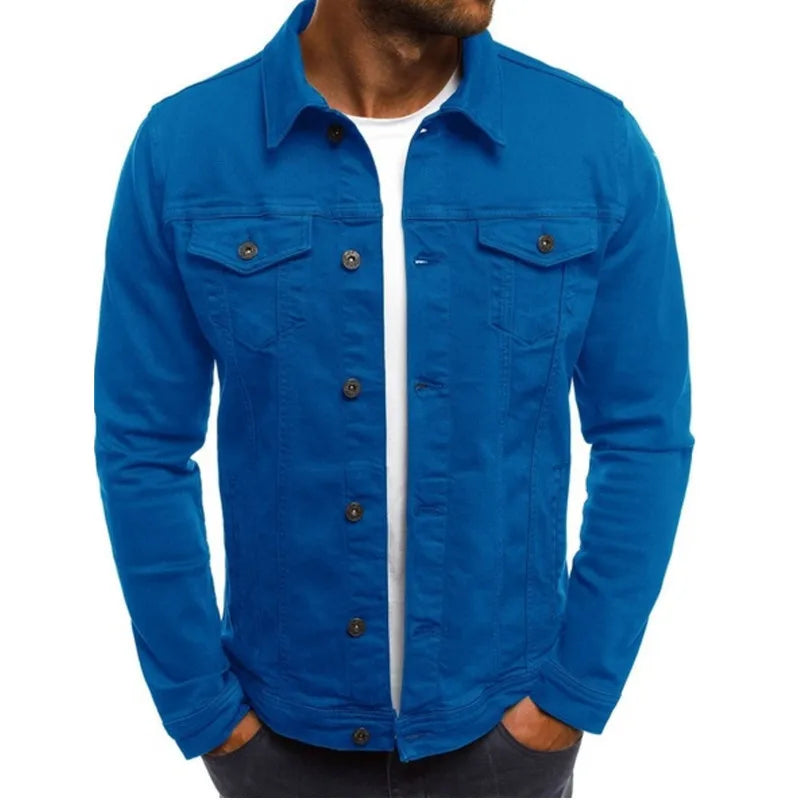 Giacche Jeans Uomo Slim Fit Hip Hop Streetwear Cotone Classico Abbigliamento Maschile Casual