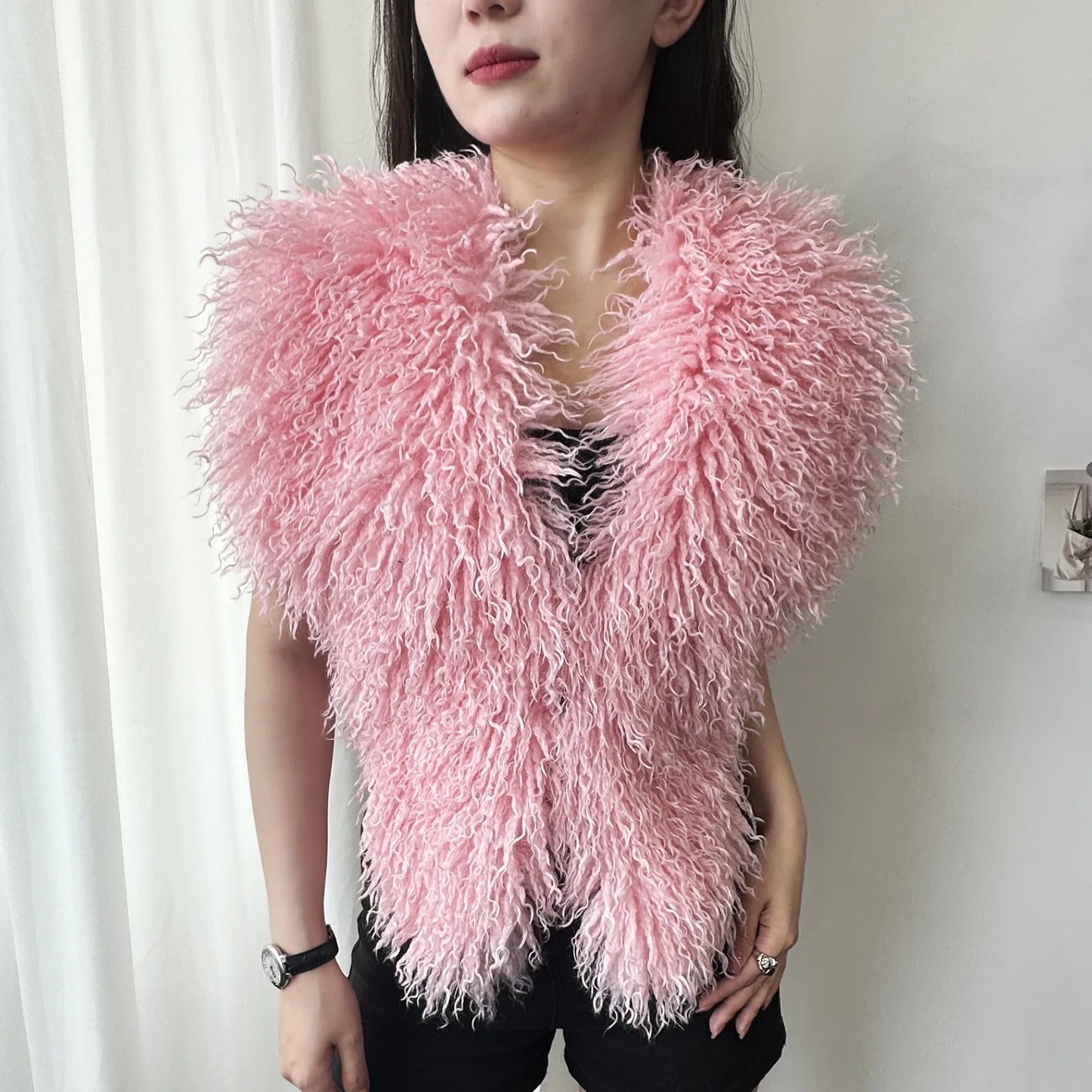 Lanmrem 2025 Gilet Pelliccia Sintetica Donna Imitazione Shearling Chic Autunno Inverno Abbigliamento 2DB4916