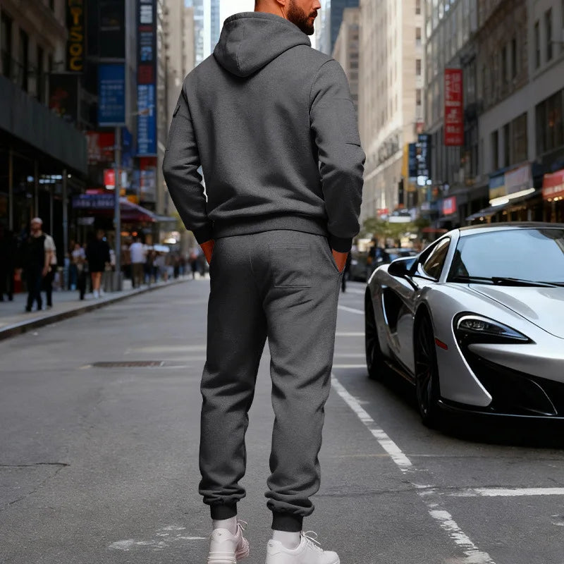 Set Maglione Con Cappuccio Moda Sportiva All'Aria Aperta In Velluto Sciolto Da Uomo Autunno Inverno
