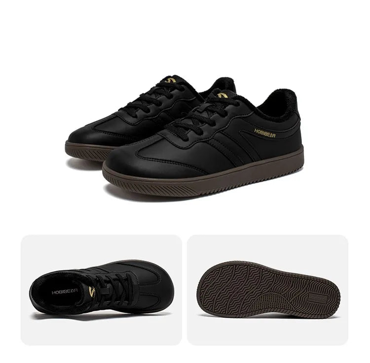 Hobibear Scarpe Da Ginnastica Unisex A Punta Larga In Pelle Artificiale Foderate In Pelliccia Sintetica Retrò Stringate