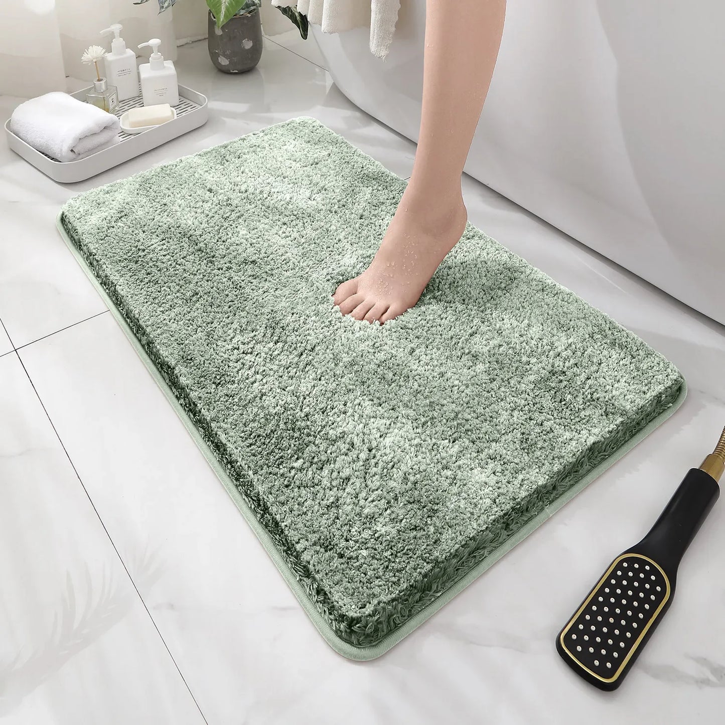 Tappetino Da Bagno Arrotondato E Ispessito Antiscivolo Peluche Assorbente Per Vasca E Per Porta D Ingresso