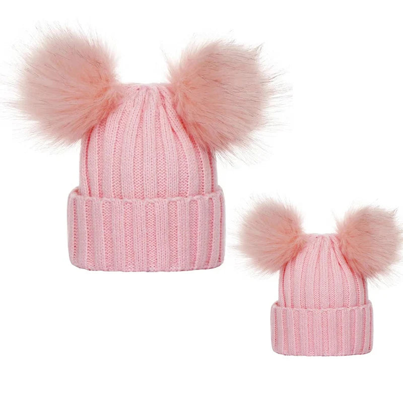 Cappello Invernale Da Donna Lavorato A Maglia Con Pompon In Pelliccia Sintetica Caldo Berretto Natalizio Per Ragazza