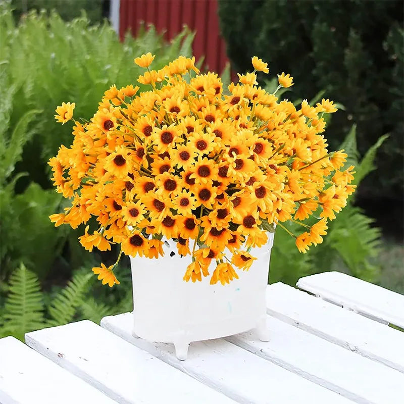 Fiore Artificiale Di Seta Giallo Margherita Mini Bouquet Per Matrimonio Vaso Da Tavolo Decorazione Casa Regalo Fai Da Te