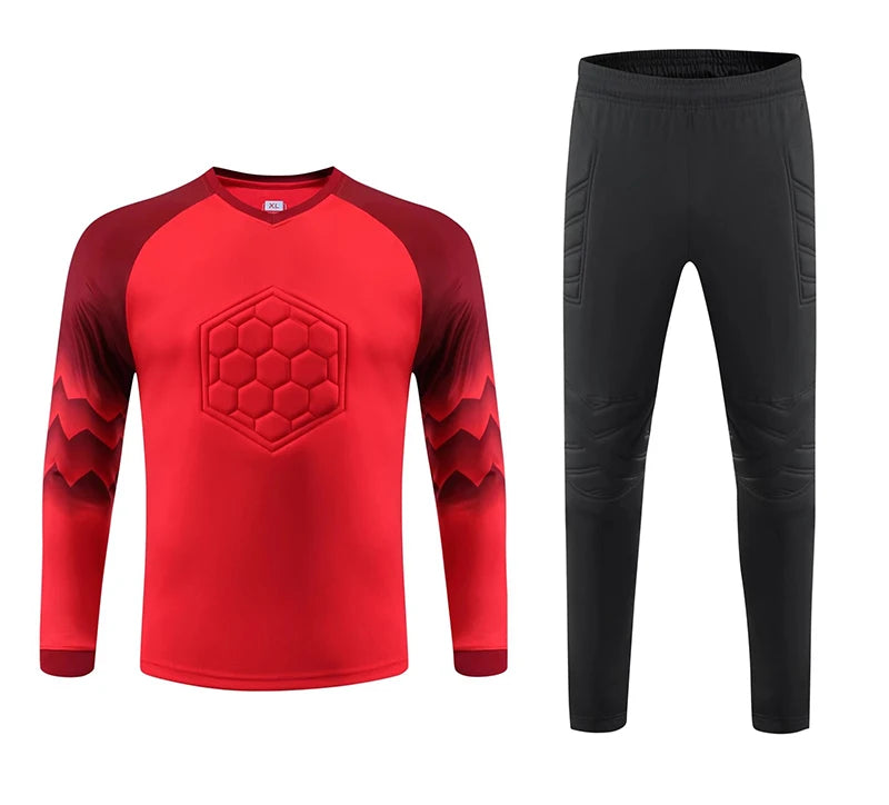 2023 uomo bambino portiere di calcio uniforme spugna protettiva manica lunga allenamento di calcio portiere top maglia da calcio pantaloni personalizzati