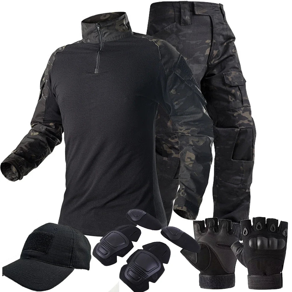 Set Abiti Militari Tattici Tuta Mimetica Da Esterno Camicie Da Caccia Pantaloni Per Airsoft Paintball